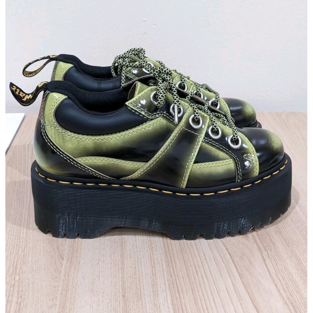 Dr. Martens Womens  5-Eye Max Distressed Platform Shoes Green/Black Sz 7 Festive - Picture 3 of 12